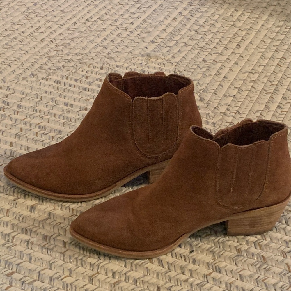 Anthropologie suede ankle boot